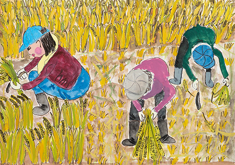 「黄金にきらめく田んぼ」