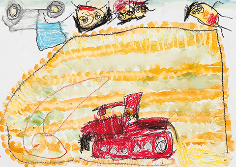 「コンバイン大好き！早くパパみたいに乗りたいな！」