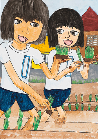 「初めての田植え」