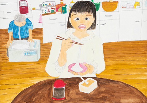 「おじいちゃんがついたお餅。」