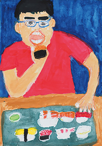 「おすしを食べたよ」