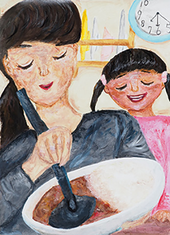 「お母さん　早く一緒に食べよう！」