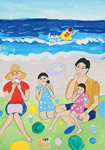 「海でごはんを食べたよ」