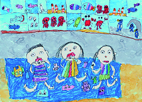 「かわいいおさかなたちとおいしいおにぎり」