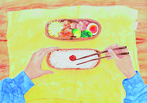 「祖父のお米と母が作ったお弁当」