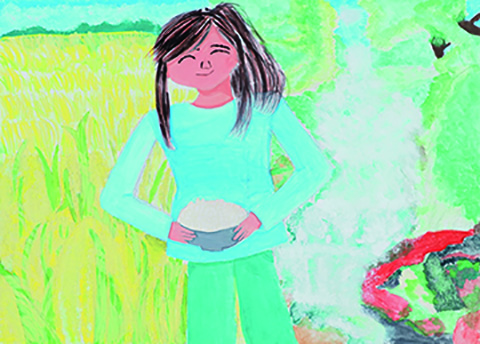 「私達のおいしっ！！お米の材料！！」