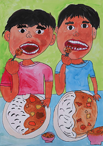 親友と食べるカレーはちょーうまい！！