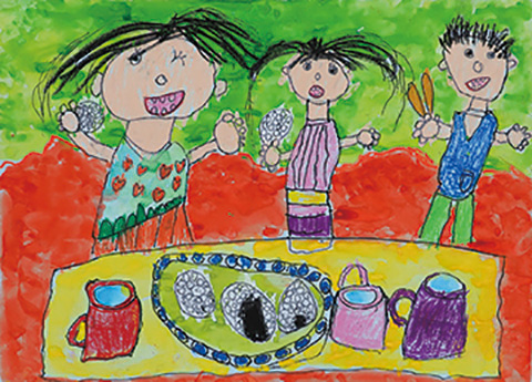 じょうずににぎれた、まるいおにぎり