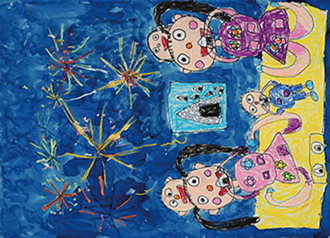 みんなで花火大会‼おにぎり食べたよ