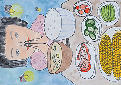 ごはん・みそしる・とれたてやさい