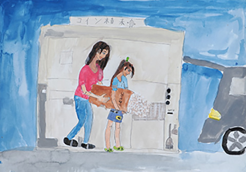 白米がないから早く精米きに入れなくちゃ。