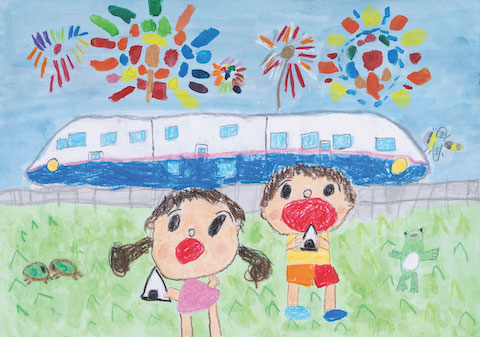 花火の下でいただきます