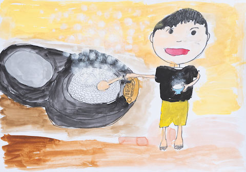 ゆげがボワワワン　たきたてごはん、おいしそう