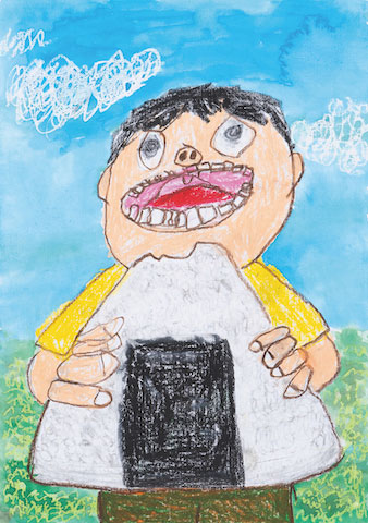 山でおにぎりをたべたよ