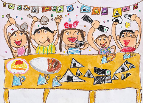 みんなでパーティーもりもりいっぱい食べようね