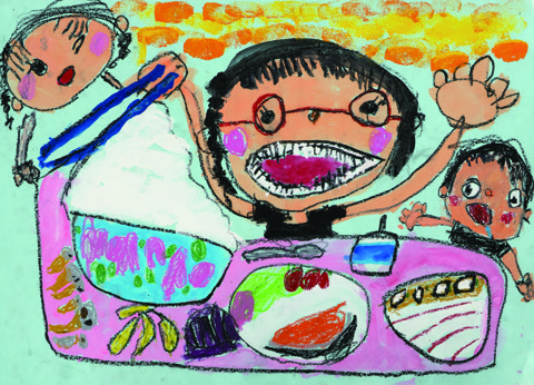 給食おいしそう！いいな～ぼくも食べたいな