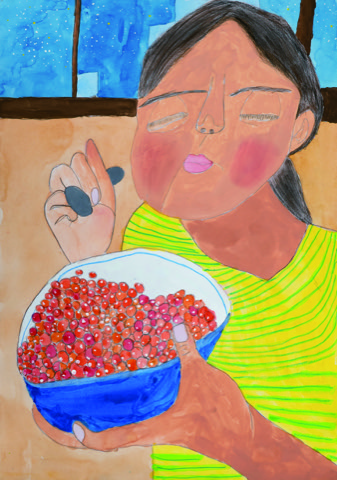 お口の中で　イクラがおどるよ　なんどでも